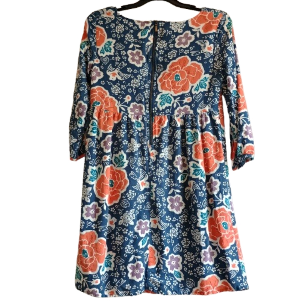 Old Navy XS Blue‎ Floral Print Shift Dress Lined Cotton Blend Boho Cottagecore - Picture 2 of 15